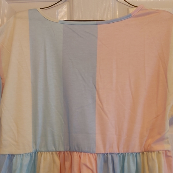 077. Multicolor Striped Color Block Tiered Mini Dress  Size M - Picture 10 of 16